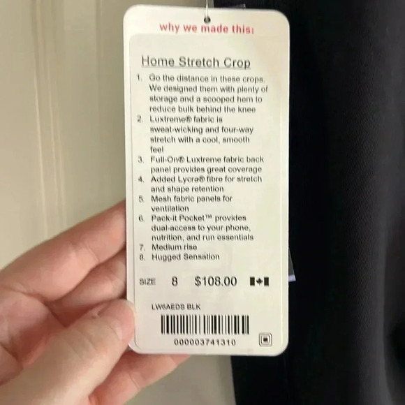 Lululemon New with tags- home stretch crop black - Picture 2 of 4